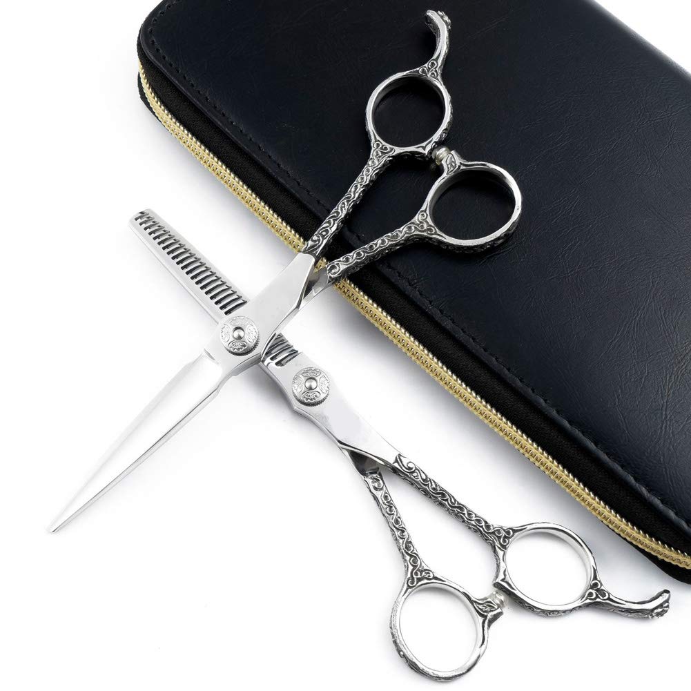 Profesional Tijeras De Peluquería 440C Pelo Del Acero Barber Tijeras Conjunto Tijeras De Pelo De Calidad De 6 Pulgadas,Plata,6 inch