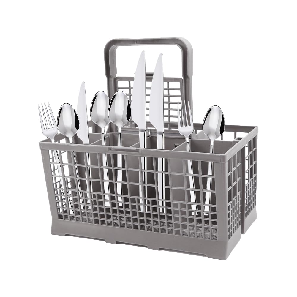 Zorkkra Universal Dishwasher Cutlery Basket, Replacement Cutlery Basket for Dishwasher with Detachable Handle, Dishwasher Utensil Holder for Knives Forks Spoons, Dishwasher Utensil Basket