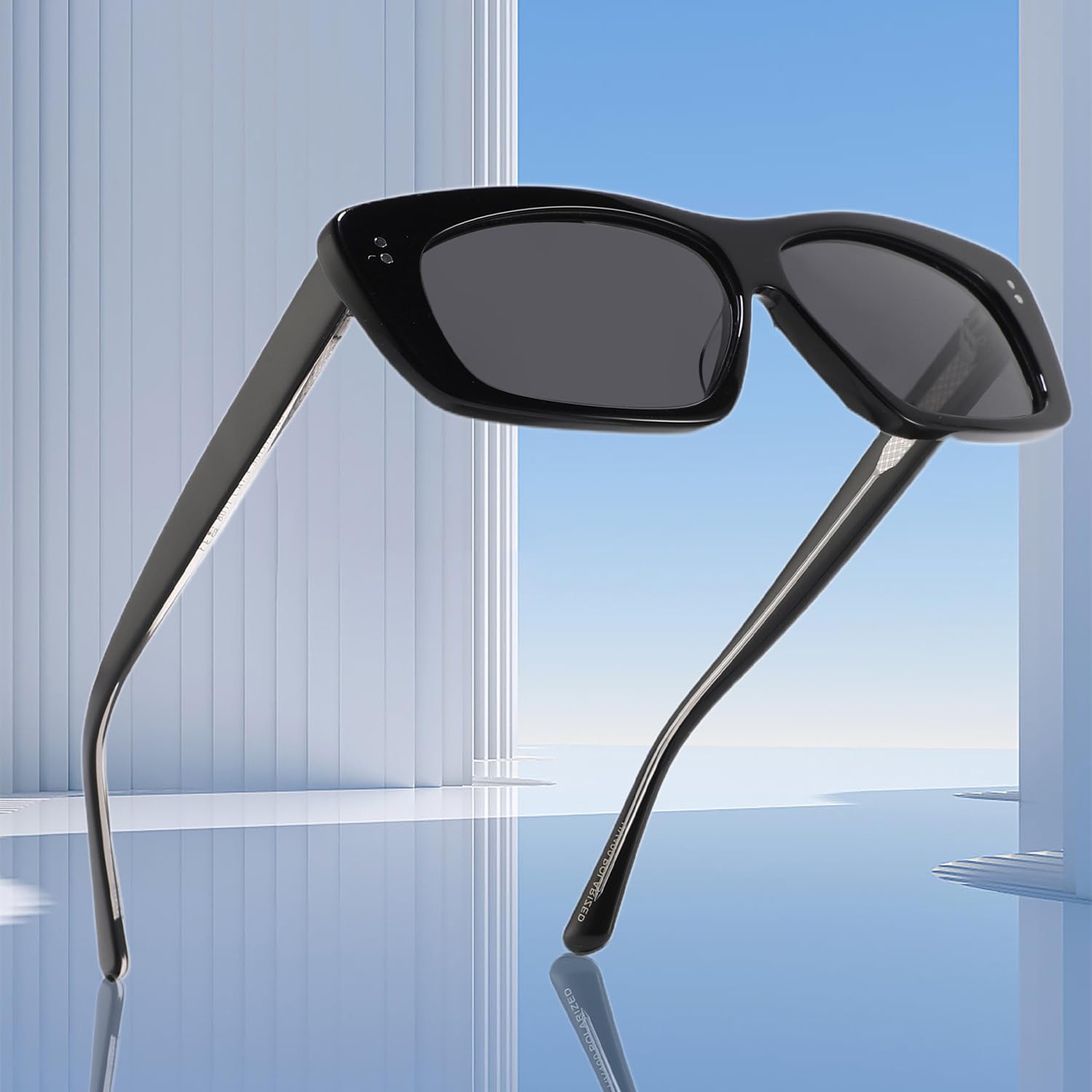 Occhiali da sole in acetato di alta gamma, montatura piccola, eleganti e versatili, polarizzati per attività all'aperto, con finiture in microfibra.
