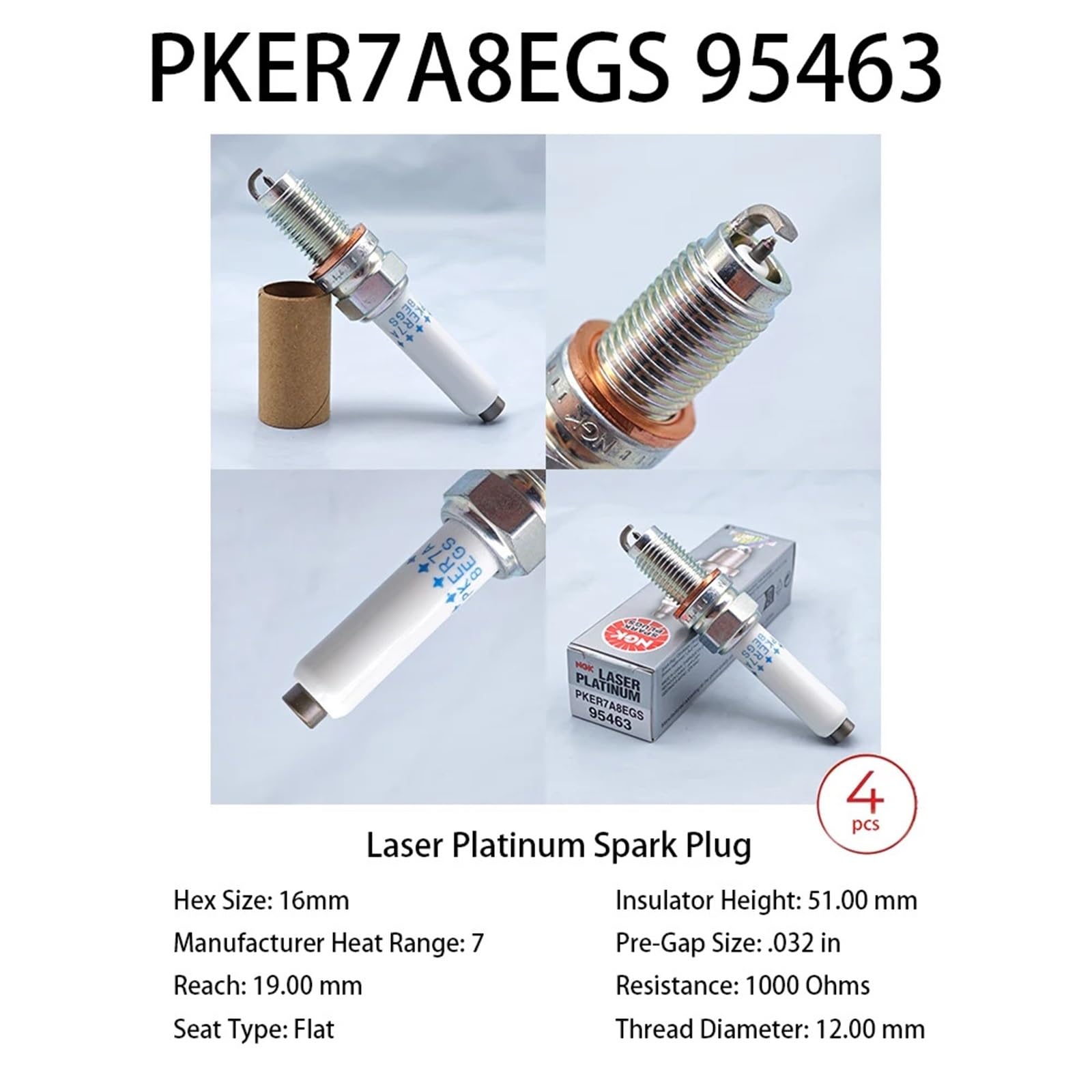 Amazon | 4 個 NGK レーザーイリジウムスパークプラグ PKER7A8EGS 