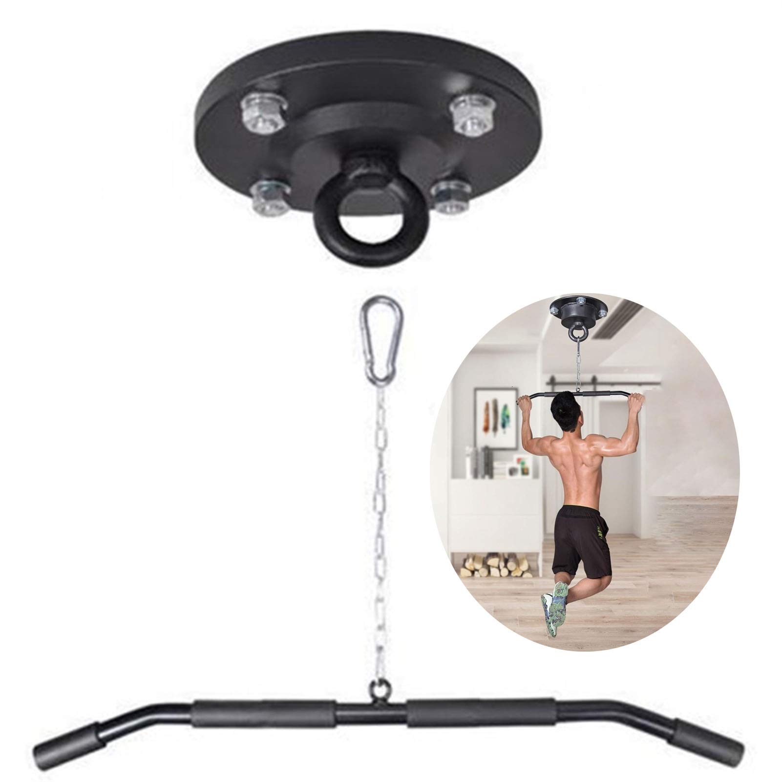 ZHANGQINGXIU Heavy Duty Punch Bag Ceiling Hook 360 Degree Rotation 4 Holes Hook Complete Fittings for Heavy Punch Bags MMA Swing Hanging Chair, 4 Sizes (Color : Black-B, Size : 16cm)