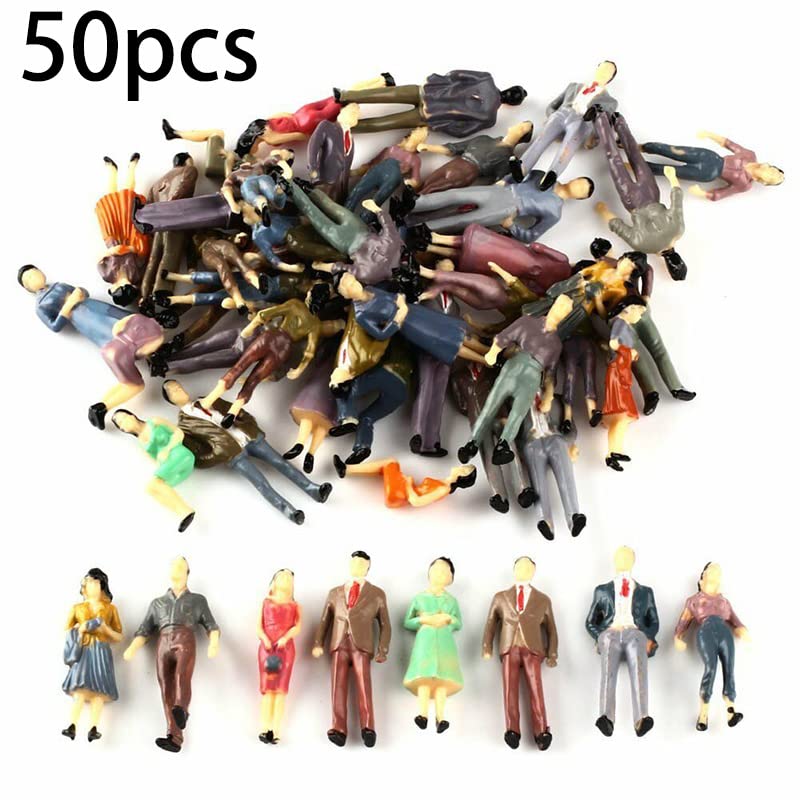JINJUMEI 12 miniatuurfiguren van personen op schaal 1:25 figuren, kleine beschilderde mensen, minifiguren van personen, staand en zittend voor miniatuurscènes (willekeurige stijl