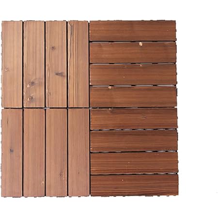 Amazon Veroman プロテック ウッドデッキ ジョイントパネル 屋外用 天然木 16枚セット 30cm 30cm ブラウン ウッドデッキ