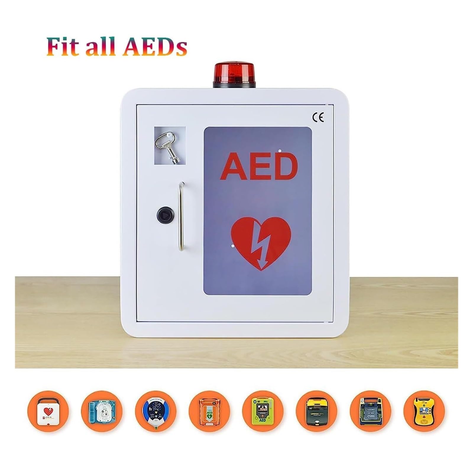 AED Wandschrank Defibrillator - Rostfreier Edelstahl mit Sichtfenster & Diebstahlschutz-Alarm für Büro, Krankenhaus und öffentliche Bereiche