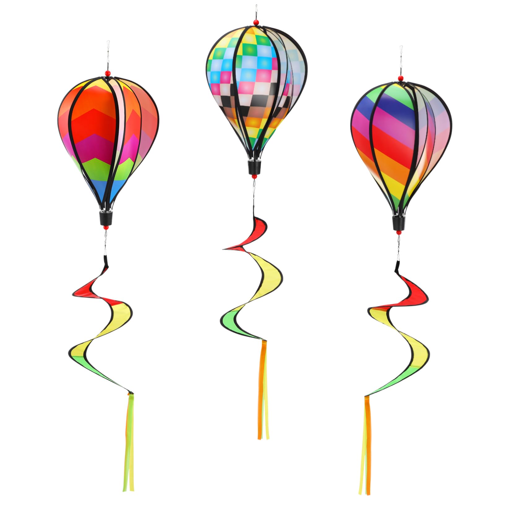 UKCOCO 3pcs Garden Windmill Decor Hot Air Balloon Cutouts Sequins Windmill for Outdoor Decorations Parties