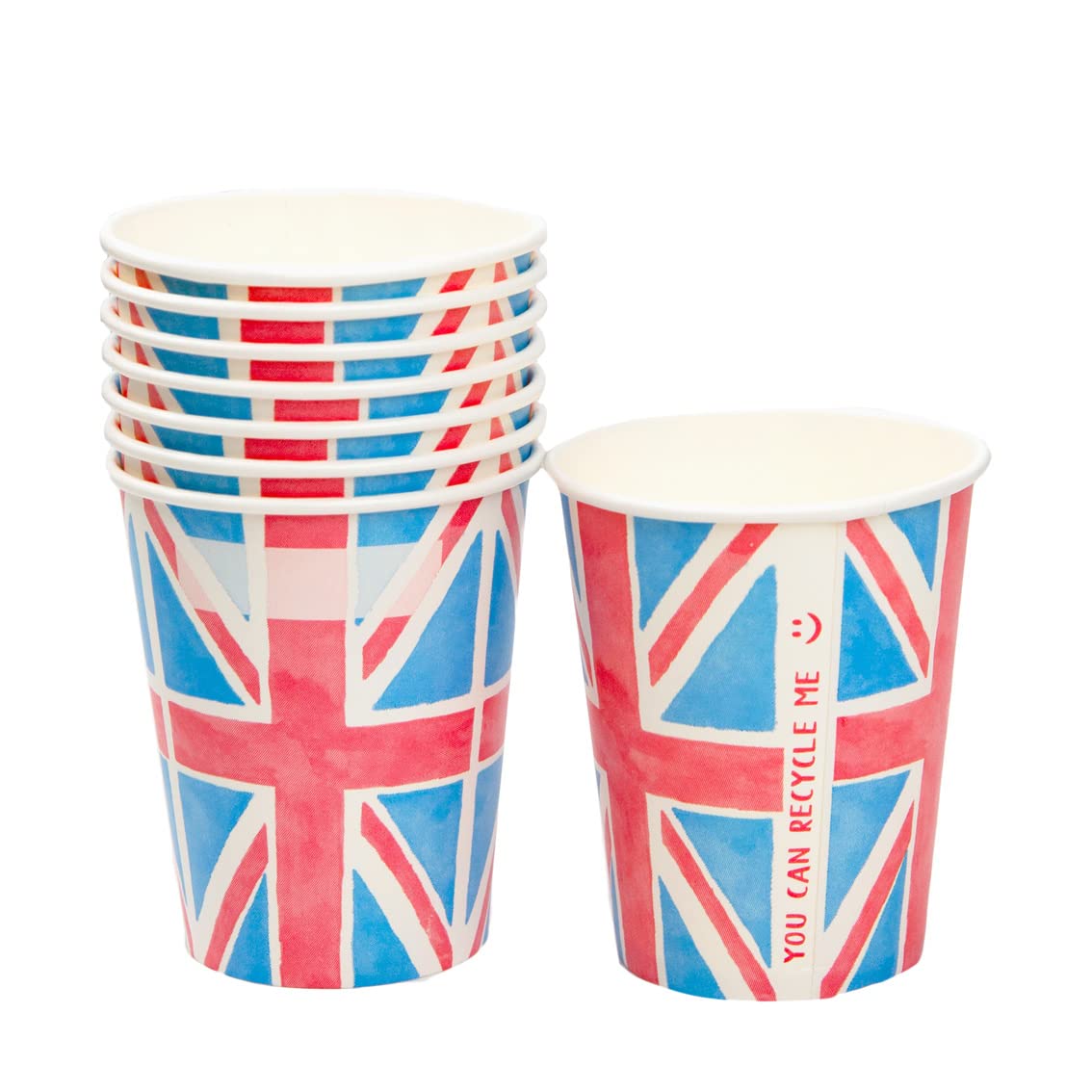 Talking Tables Royal Union Jack Flag Disposable Paper Cups-Recyclable Tableware for The Coronation, King Charles, Street Parties, Eurovision British Occasions-8 Pack, BRITCUPS