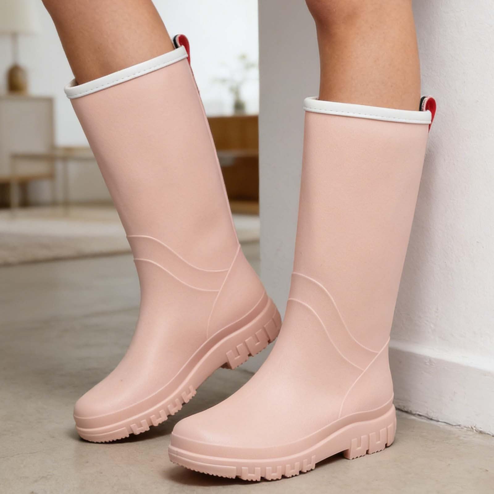 Generisch Botas de agua para mujer, resistentes al agua, botas de lluvia para jardín, botas de lluvia modernas, de altura media, para deslizarse en el interior, para clima húmedo, actividades al aire
