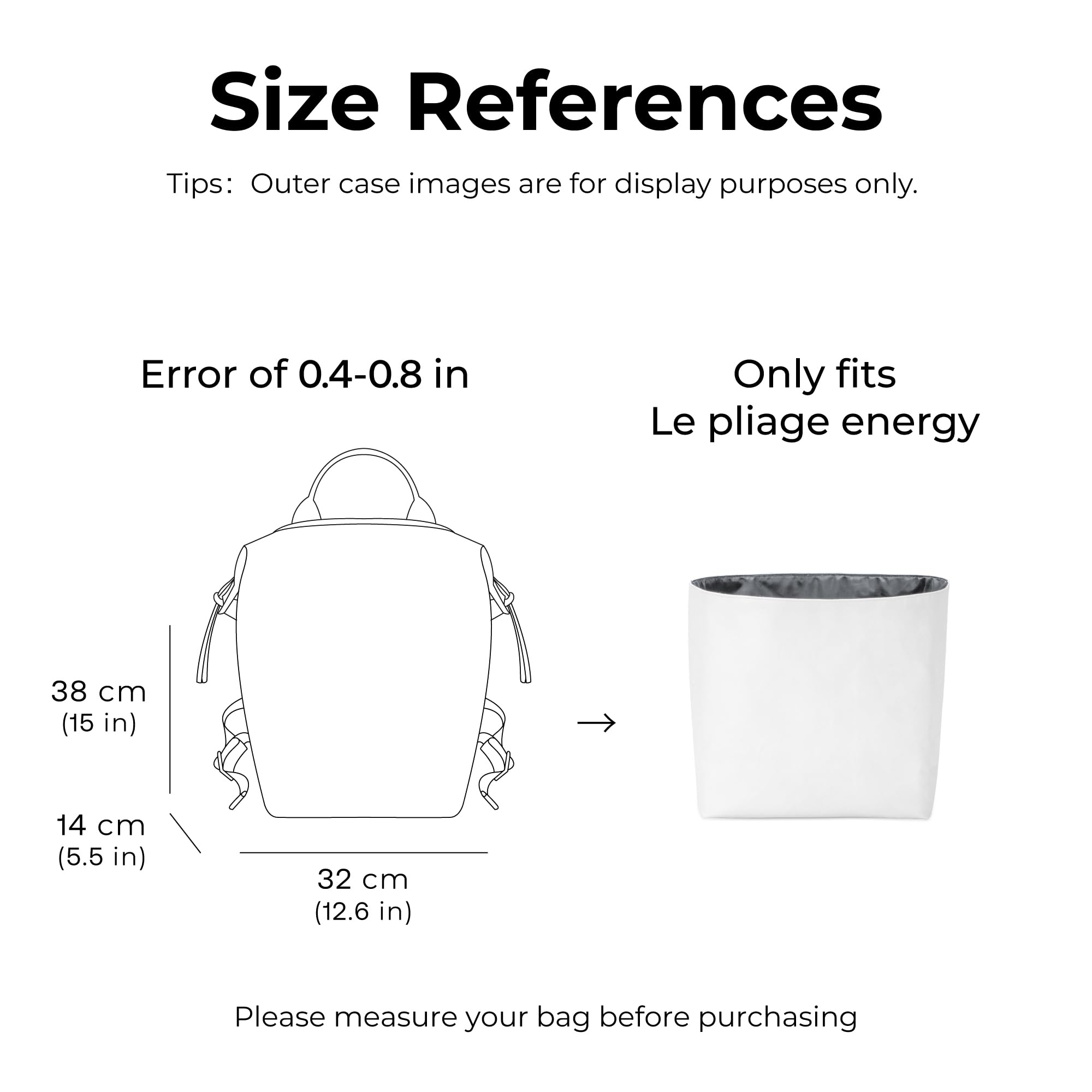 FANJI Project Tote Bag Organizer Insert for Longchamp Le Pliage Backpack, Custom Fit Inside Premium Slate Gray Lightweight WaterResistant Purse Insert with Cup Holder Accessories