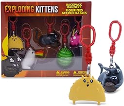 Just Toys LLC Exploding Kittens Backpack Hangers – 5‑Pack Official Game Character Keychains – PVC Mini Figures for Backpacks, Keys & Gifts