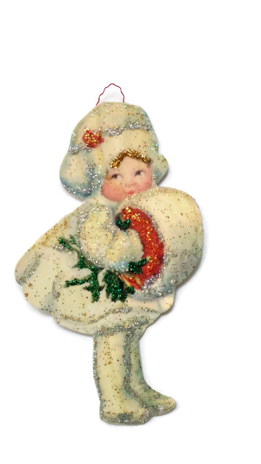 Christmas Tree Ornament Decoration Winter Snow Holly Girl Gift