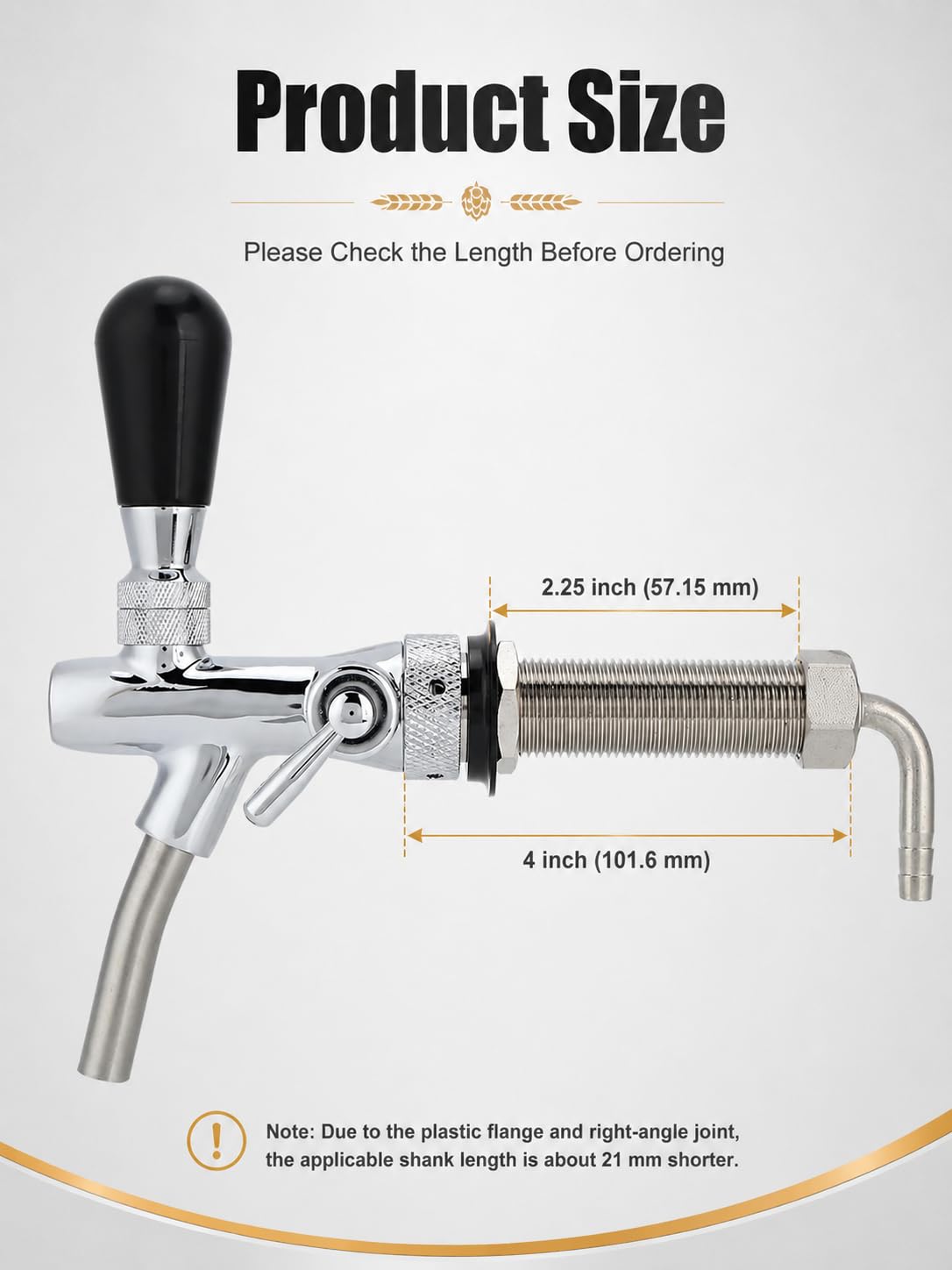 VOBOR Robinet à Bière Réglable, Filetage G5/8 Tireuse a Biere à Longue Tige Chromé, Accessoires de Brassage à Domicile pour la Maison Bière Bar Restaurants