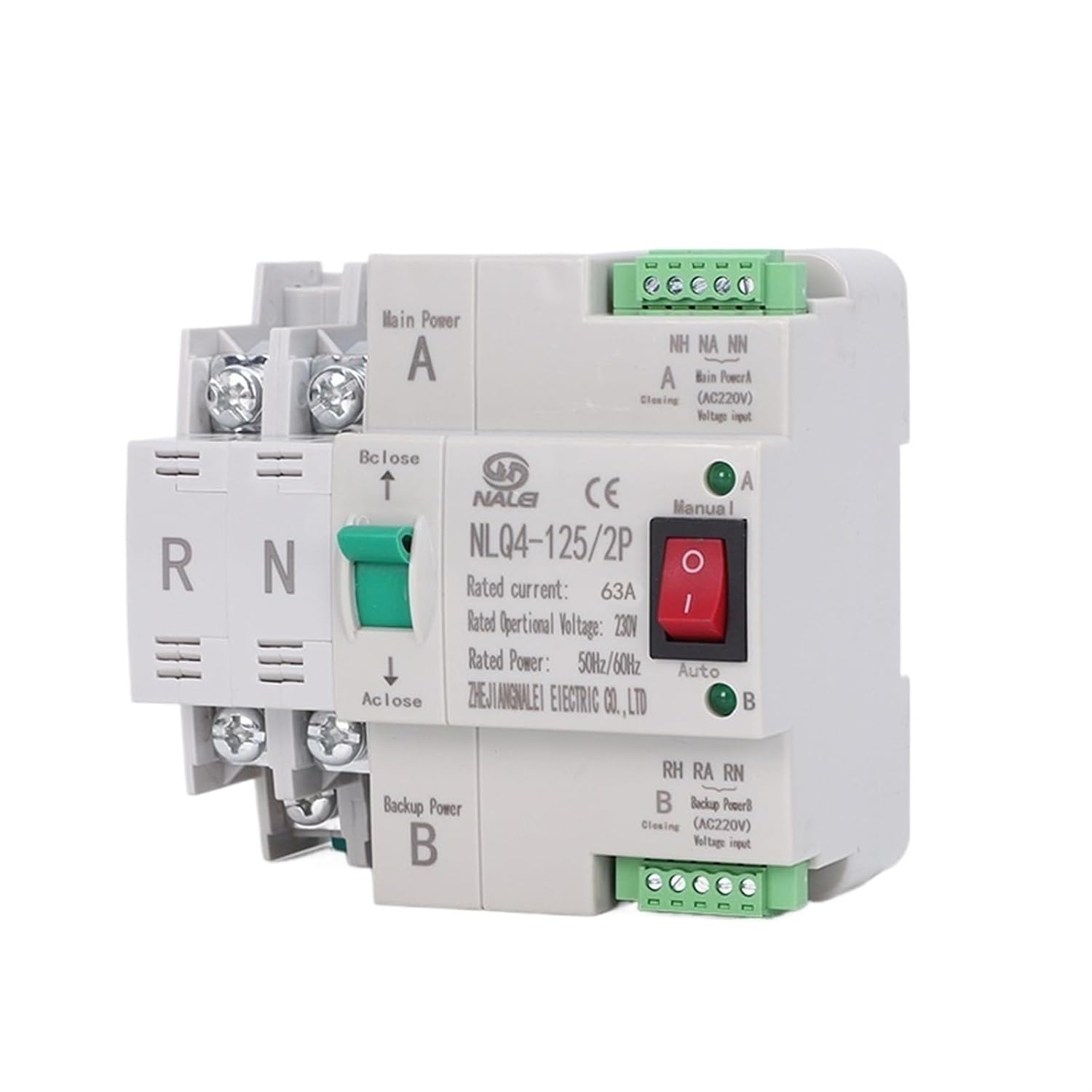 Millisecond Level Switching uninterruptible Dual Power Automatic Transfer Switch NLQ4-125/2P3P4P100A63A (Size : 2P/32A)