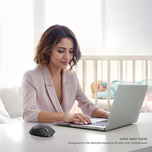 Miniatura 5 de Mouse inalámbrico para computadora, mouse silencioso ergonómico con 2.4 GHz y Bluetooth, interruptor multidispositivo, pantalla OLED, DPI ajustable,