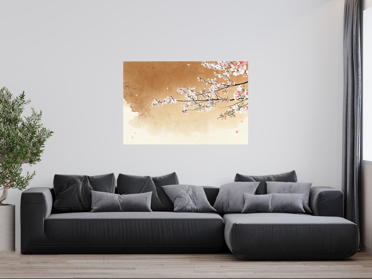 Stampa artistica da parete su tela con fiori di ciliegio, paesaggio naturale, pittura a olio, poster classico per decorazione del soggiorno (50 x 75 cm, senza cornice)