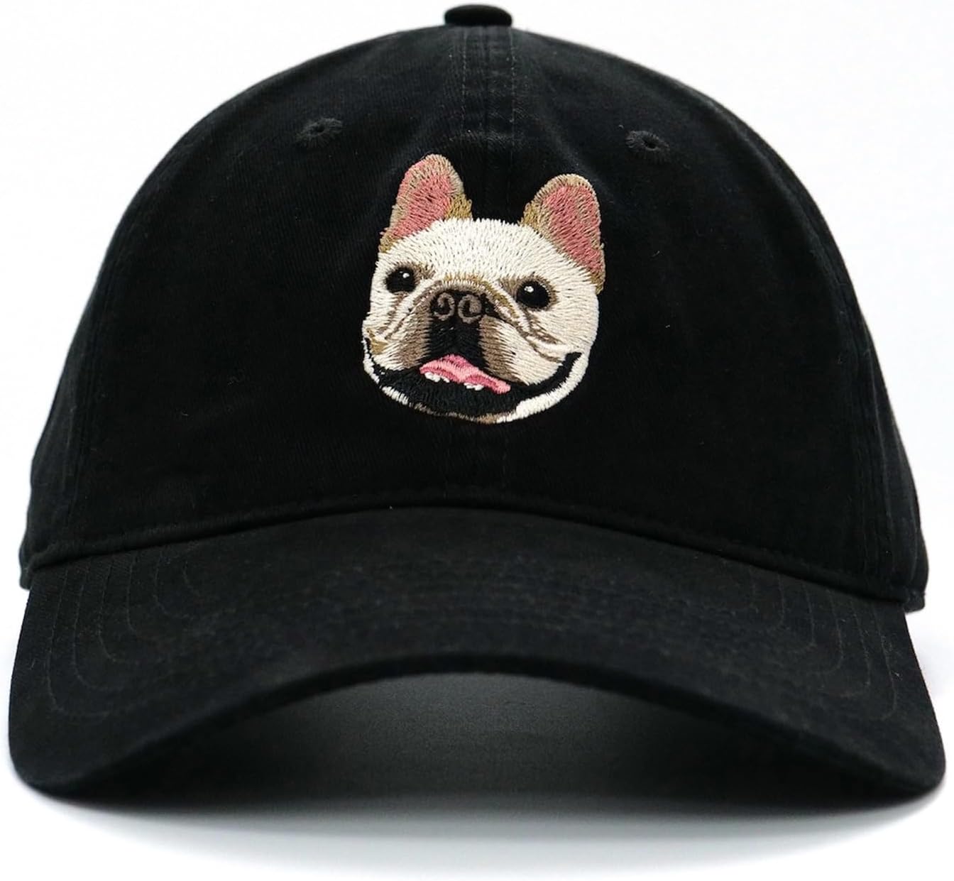 French Bulldog Baseball Cap, Embroidered Dad Hat, Black, 100% Cotton, Adjustable