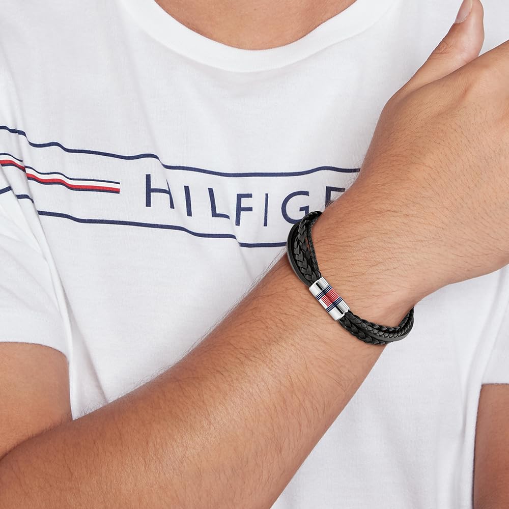 Tommy Hilfiger Biżuteria Męska Skórzana Bransoletka Czarna - 2790426