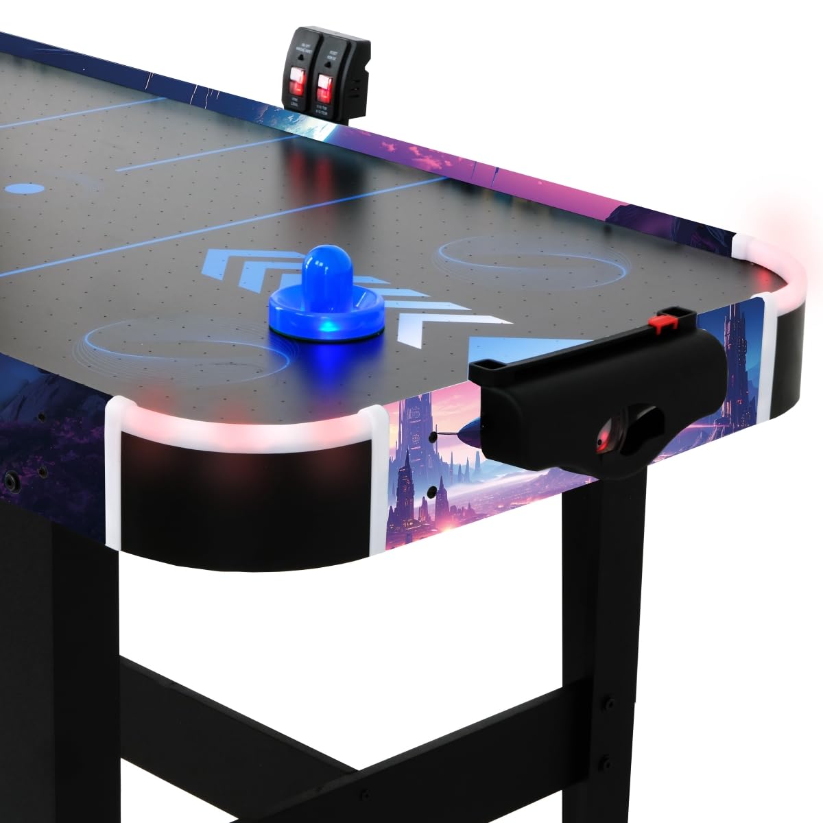 LED-Airhockey Spieltisch von FASports, Air Hockey Kinder/Jugendliche ab 8 Jahren, Airhockey Spieltisch mit Luft inkl. leuchtende Pusher und Pucks