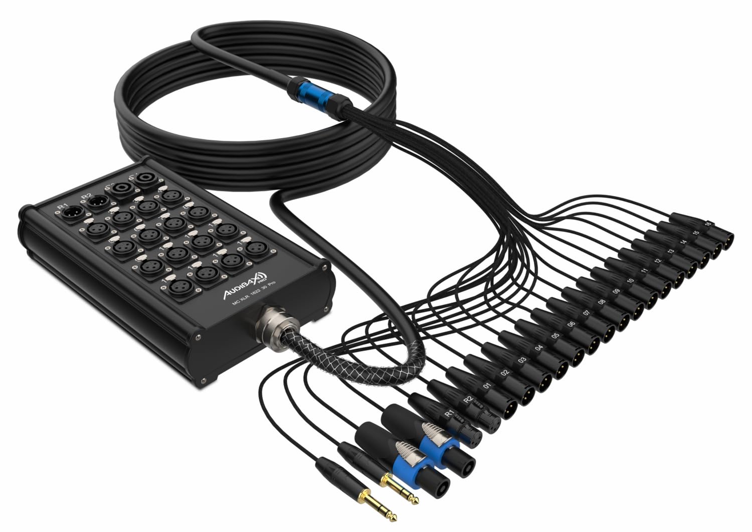 Audibax Pro MC XLR 162230 Pro 30M Cajetín Escenario 16 Entradas 2 Salidas XLR 2 Salidas Speakon
