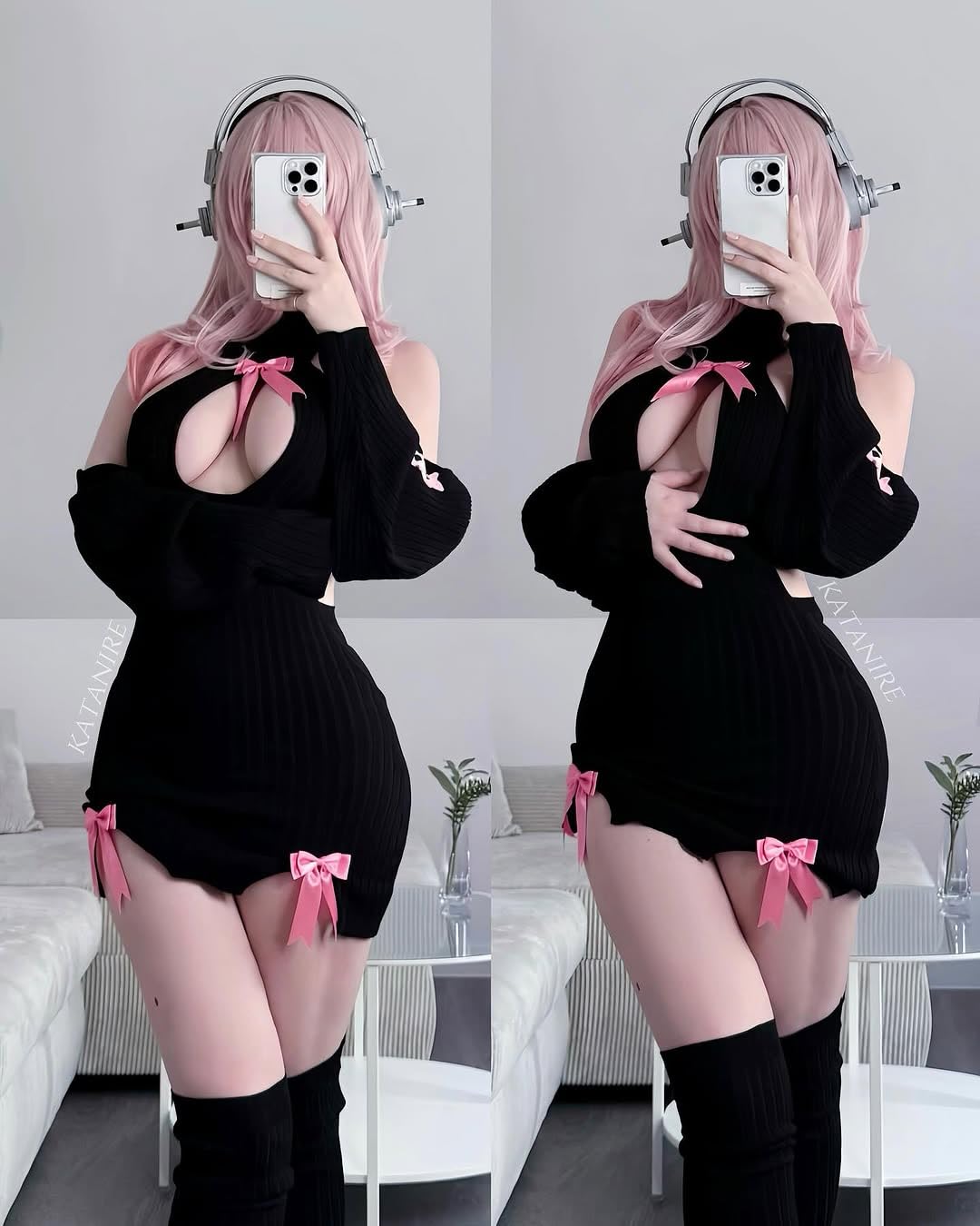 KORURACLUB Bow Sweater Costume（3-PIECE SET） premium sweater cosplay lingerie Bow Sweater succubus lingerie