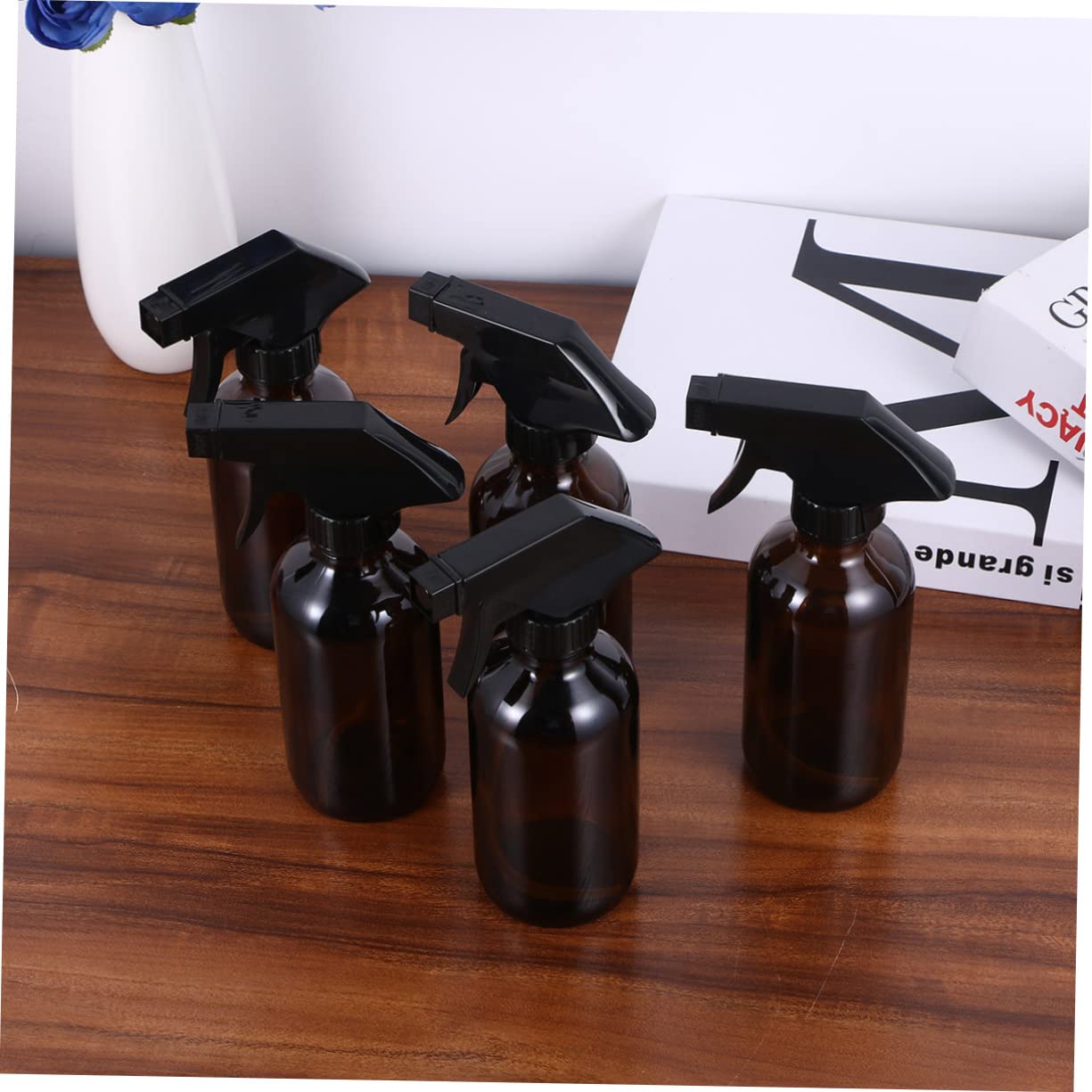 FRCOLOR Bottiglia Spray in Vetro Marrone 250ml, 4 Pezzi, Riutilizzabile | Pp, Contenitori per Liquidi, Uso per Prodotti di Pulizia, Formato Compatto