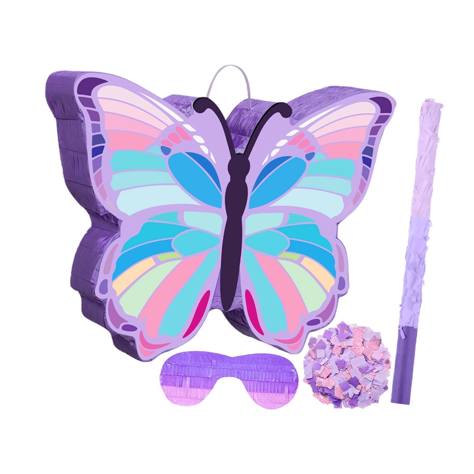 Piñata en Forma de Mariposa, Incluye Cuerda y Venda para los Ojos, Suministros Festivos