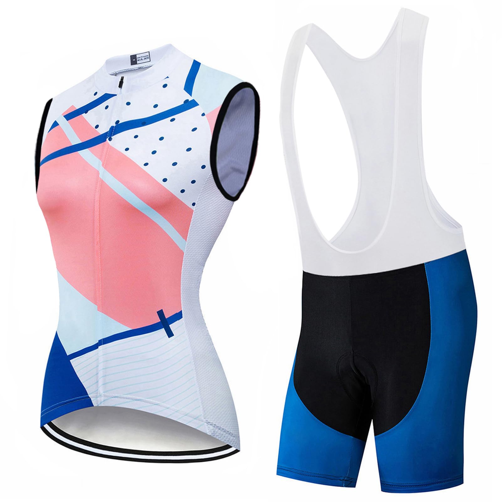 Completo Ciclismo Donna Estivo Abbigliamento Bici MTB Maglia Ciclista Senza Maniche, Maglietta Bicicletta Gilet e Salopette Pantaloncini con 9D Gel Imbottiti,Tuta Ciclo Sleeveless Asciugatura Rapida