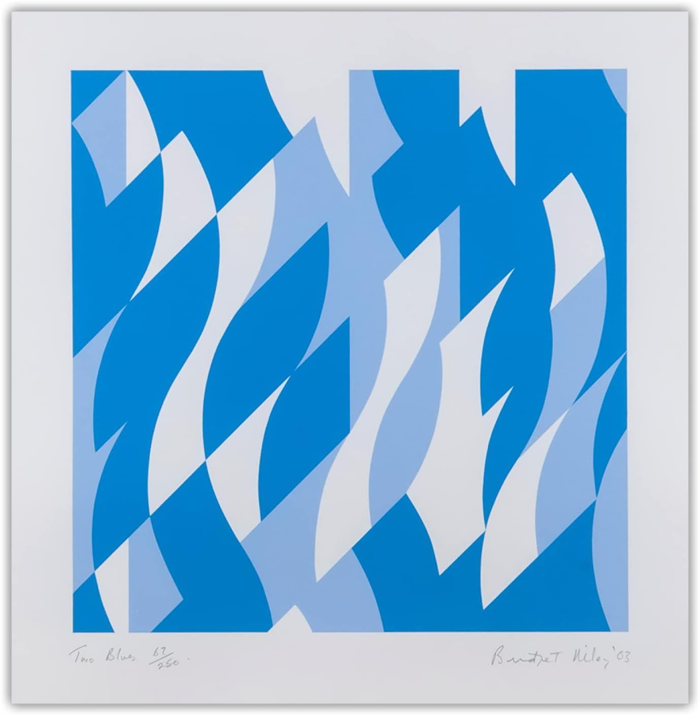 Waeta Rnvzx Bridget Riley Posters《Two Blues》Abstract Painting Bridget Riley Prints Modern Canvas Wall Art For Living Room Home Decor Pictures 55x55cm No Frame