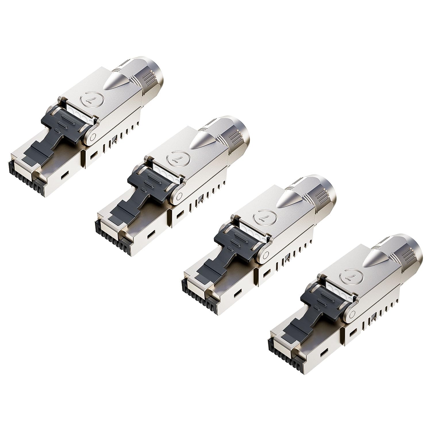 FGB 10 Gbps RJ45 CAT7 Netzwerkstecker Lan Stecker LSA Geschirmt RJ45 Stecker Werkzeuglos für Verlegekabel 600MHz für Patchkabel Verlegekabel CAT7 CAT6A, 4 Stück