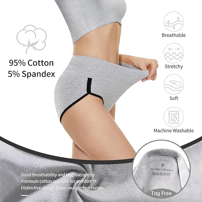 Image of DIVING DEEP Womens Breathable 100% Hipser Regular & Plus Size Underwear | Cotton Brief | High Waist Full Coverage Tummy Controller | High Rise Underpants Womens Panties - (Pack of 4)