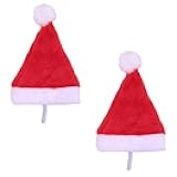 2 Pcs Pet Christmas Santa Hats Dog Cat Plush Xmas Red Hat Merry Christmas Caps Adjustable Puppy Kitten Headpiece Cosplay Costume Holiday Party Supplies Decorations Comfort Liner Soft Hair Accessories