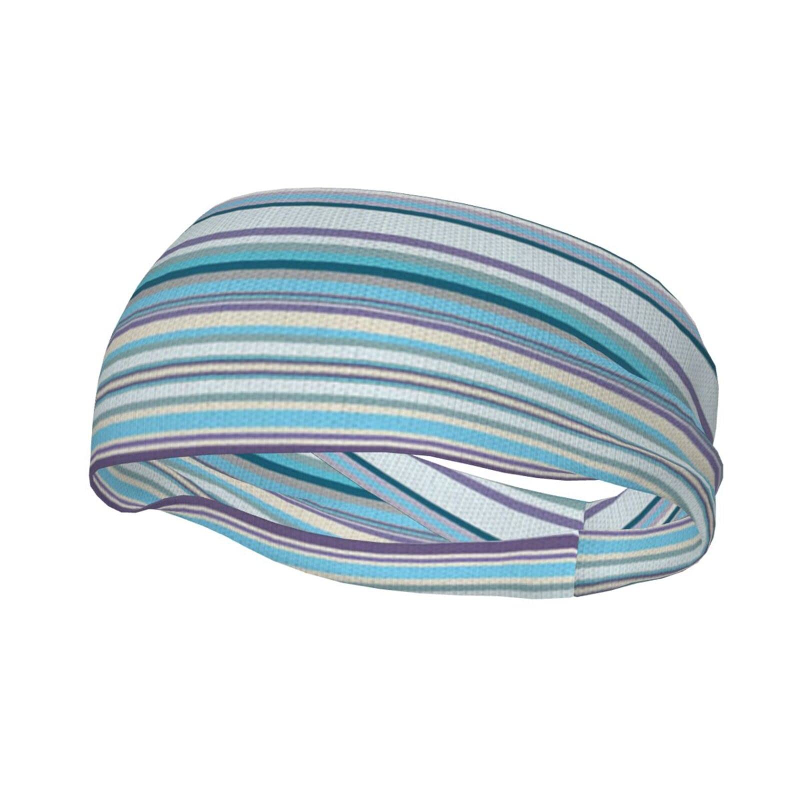 Vertical Stripes Printed Sweatbands/Sports Headbands Terry Cloth Moisture Wicking Workout Headband for Running Cycling Football