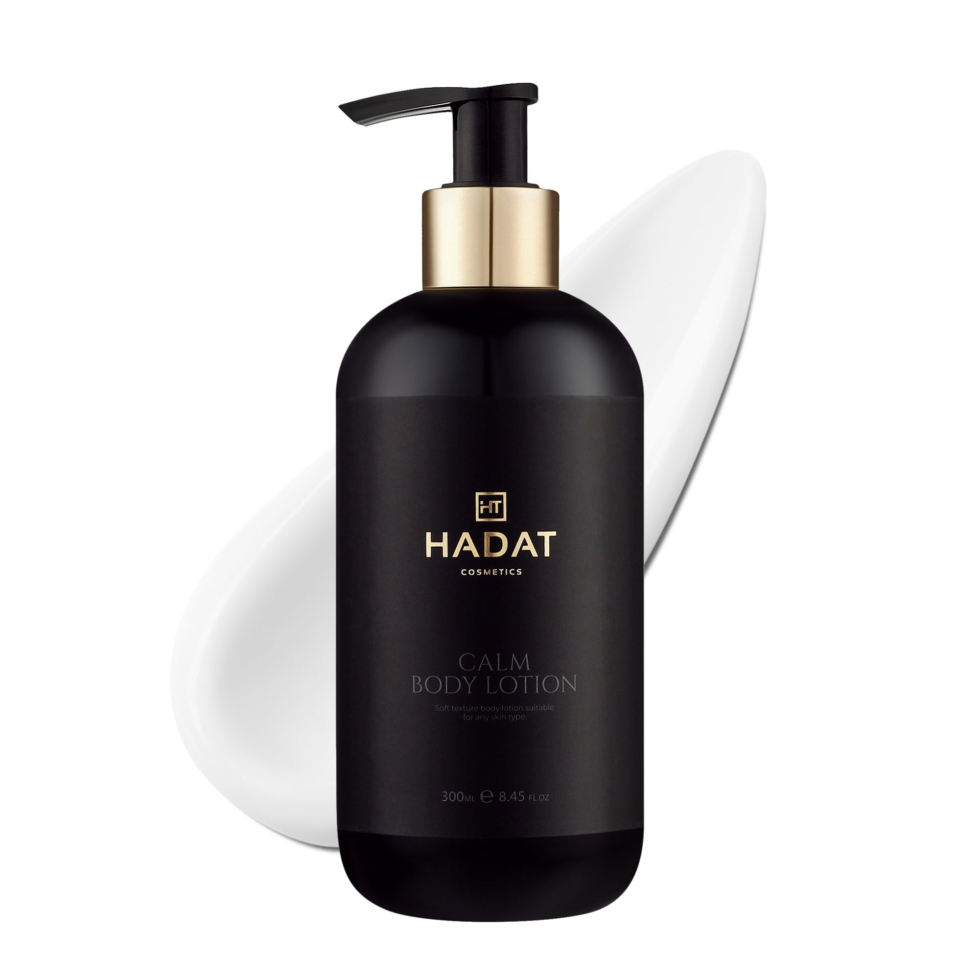 HADAT Calm Body Lotion - Feuchtigkeitspflege mit Kokosöl Aloe Vera Hanfsamenöl Schnell Einziehend für Weiche Glatte Haut Tägliche Pflege Luxuriöser Blumenduft, 300 ml