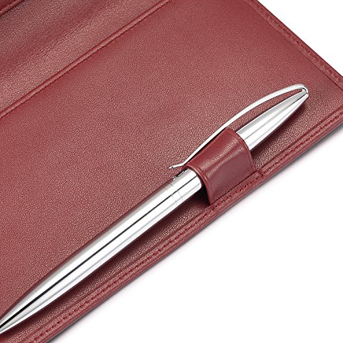 Hiscow Supple Leather Checkbook Cover With Free Divider - Italian Calfskin (Wine Red) #TOP7