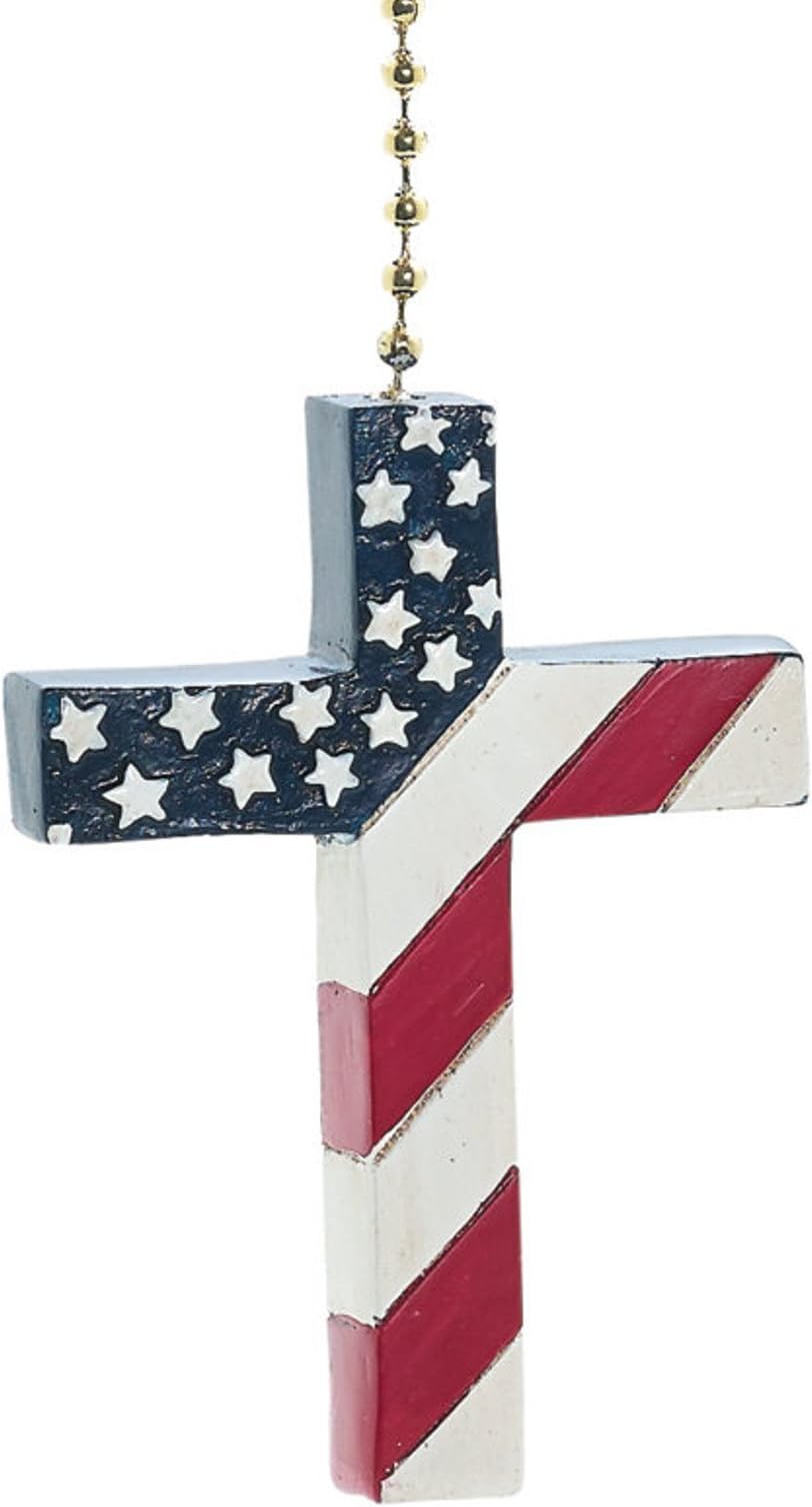 Cross USA American Flag Fan Pull Decorative Light Chain