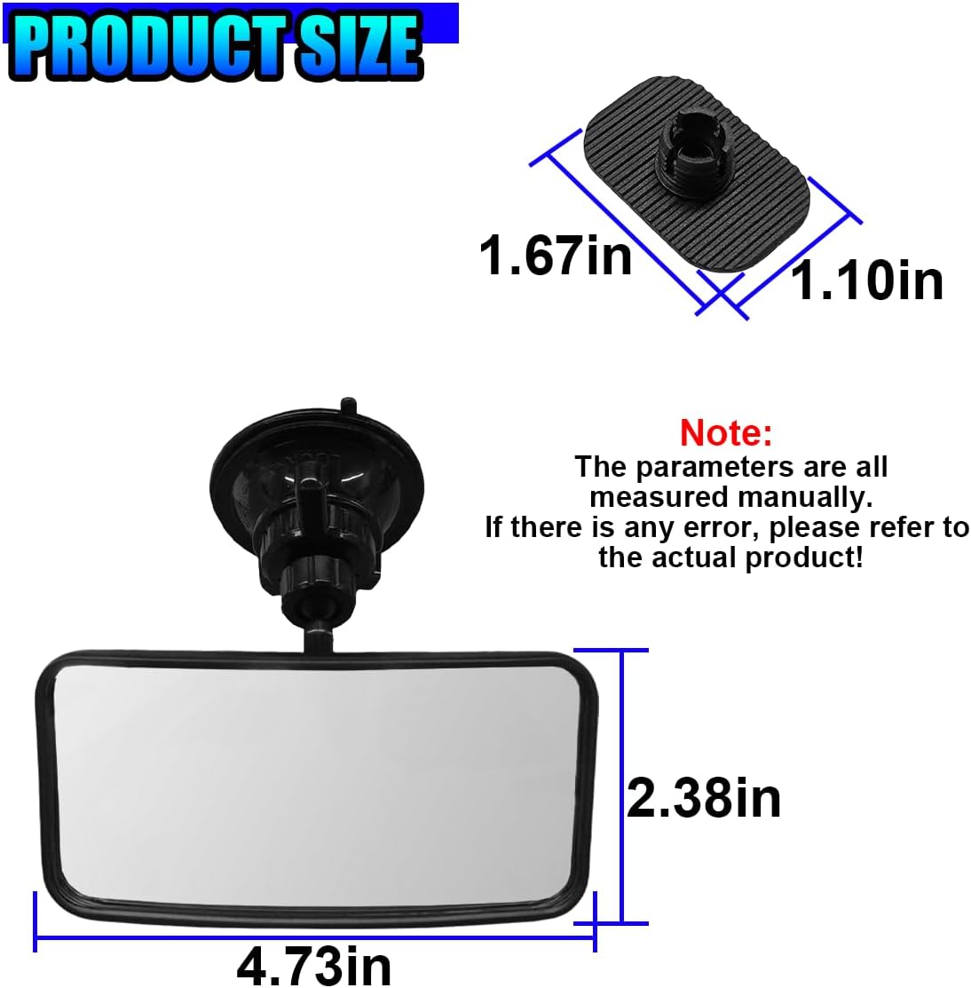 Craedli Suction Cup Baby Car Mirror, 360° Adjustable HD Glass Car Windshield Rear View Mirror, Universal Safety Vehicle Interior Dashboard Mirrors for Rear Facing Infant (Rectangle)