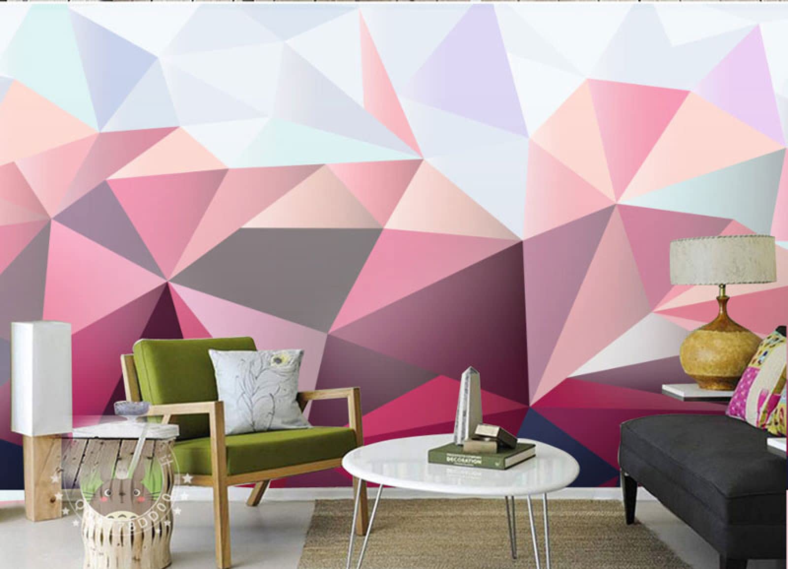 Papier peint 3D géométrie moderne 350x245 cm pour décoration murale de salon