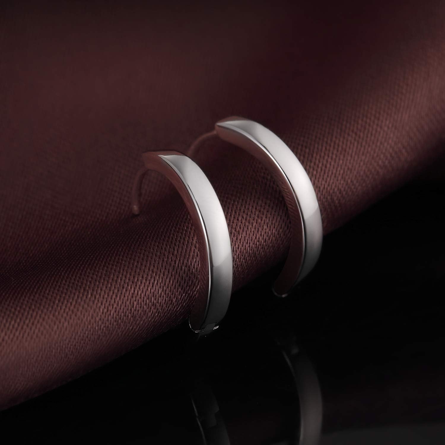 18K White Gold/Gold Plated Hoop Earrings with 925 Sterling Silver Ear Post for Men Women, Hypoallergenic and Nickel Free, Ideal For Sensitive Ears,Size 18-21-25mm - Image 3