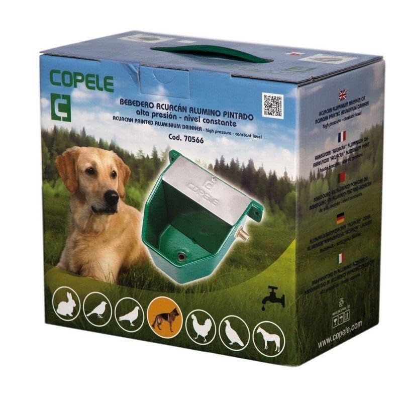 Suinga Bebedero de Aluminio Lacado de Alta presión para Perros, Animales domésticos, 18x22x13 cm. Se Puede Montar en la Pared, Verde