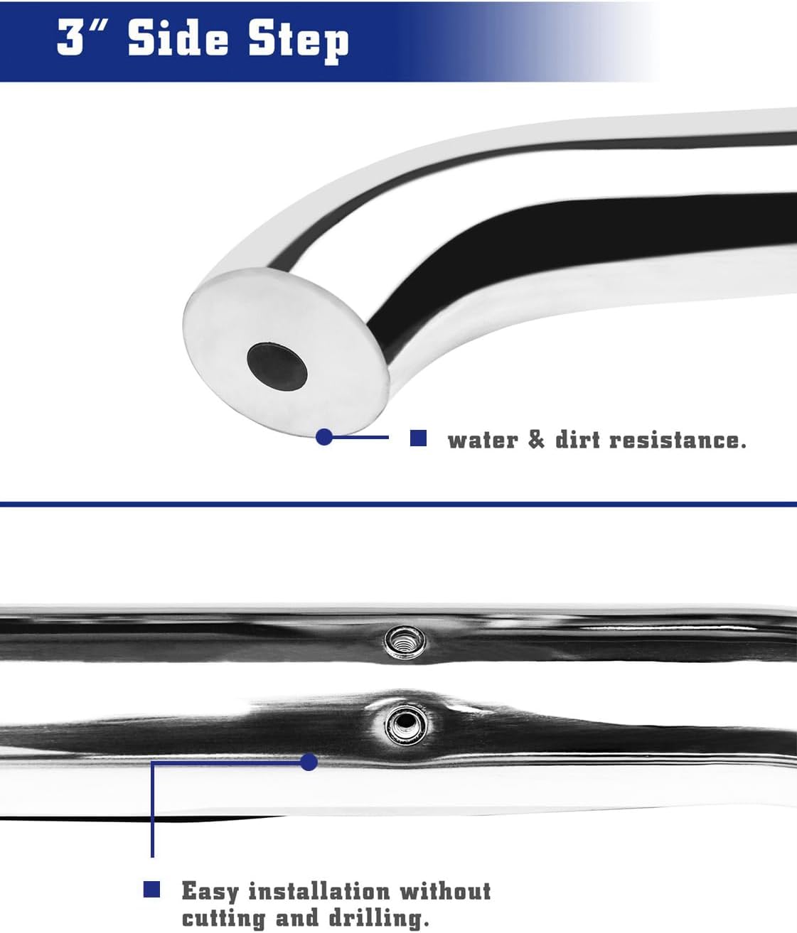 Side Steps Running Boards Compatible with 2022-2025 Toyota Tundra Double Cab, 3” Stainless Steel Step Rails Side Bars Tundra Off Road Nerf Bars