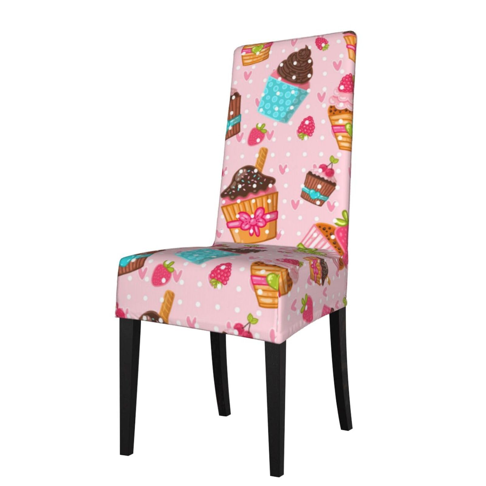 LKYMOH Kitchen Cupcakes Muffins, Chair Covers Stretch Chair Slipcovers for Dining Room, for Party Pet Protection Universal Fit Soft Polyester