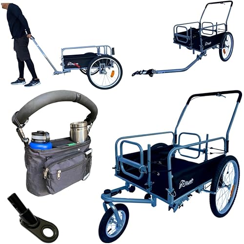 The Original Booyah’s Cargo Stroller and Bicycle Bike Trailer Suspension Beach Sport Cart with Cup Holder Organizer, Stroller Hook and Electric Bike Hitch