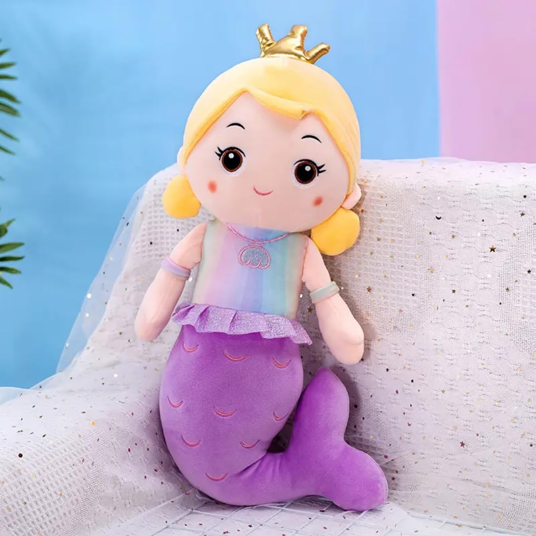CuddleNest Presents Charming Mermaid Plush Soft Toy for Girls – 30 cm Stuffed Doll, Perfect for Birthdays, Holidays, Room Décor, and Imaginative Play, A Cozy and Lovable Gift Idea for Kids (Purple)