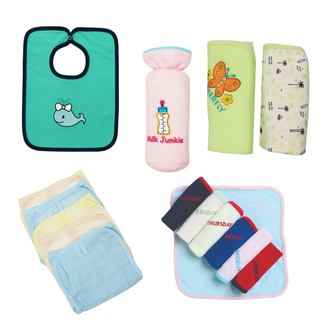 Fash-N-Vibe Light Blue Newborn Baby Starter Kit with Bib Bottle Cover Wrapping Sheets Nappies Napkin Set 0 to 3 Months Ideal for Travel Gifting Festive or Home Use_12-image-18