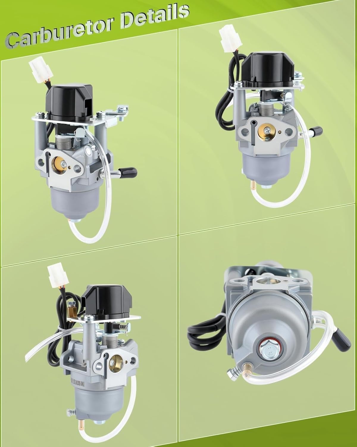 Detailní views of the carburetor from multiple angles.