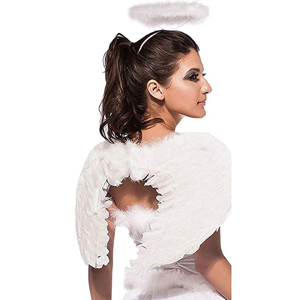 Buy Angel Wings and Halo Headband for Kids Adult Costumes, Feather