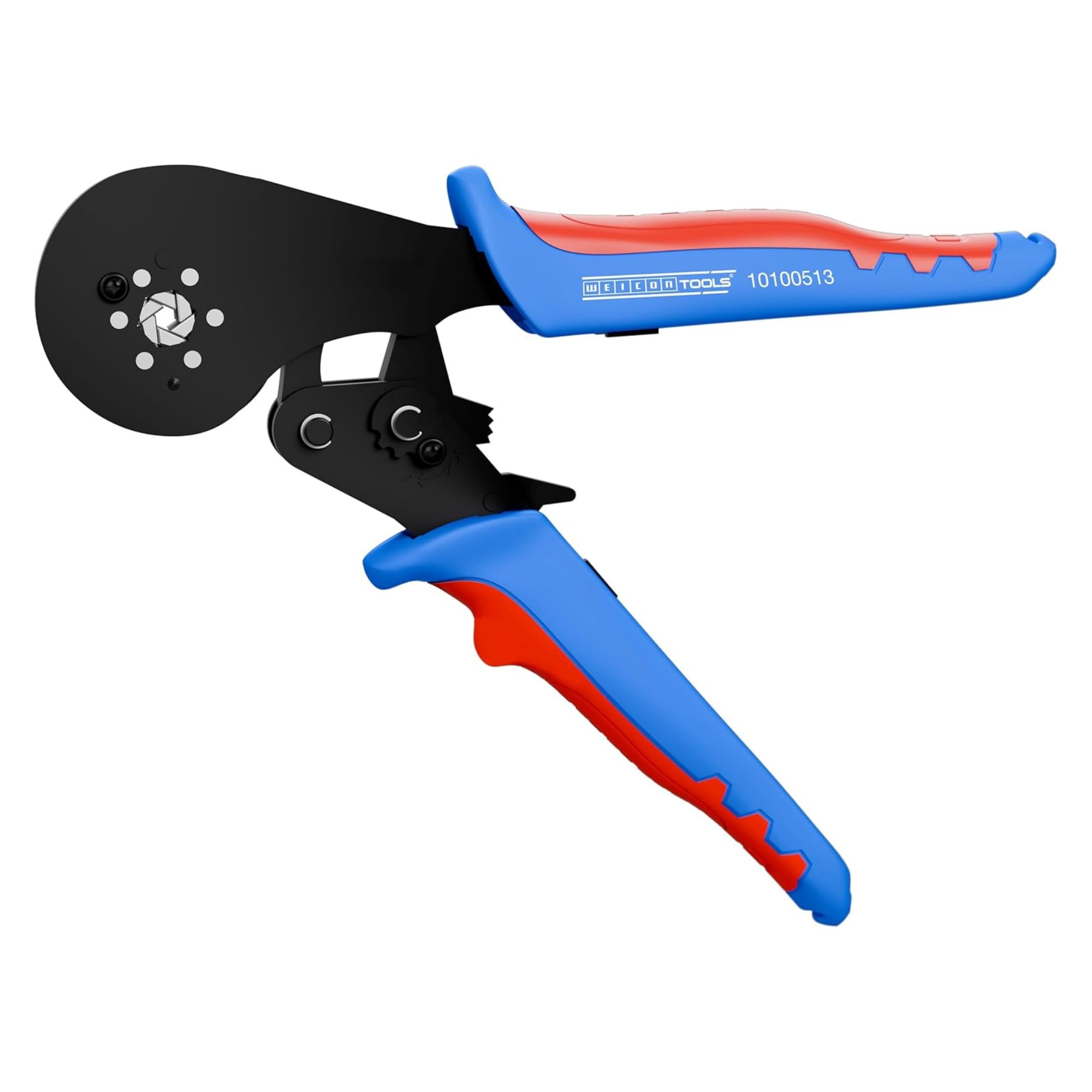 WEICON TOOLS Krimptang MULTI, krimptang met verwisselbaar magazijn, set tangen voor adereindhulzen, automatisch ratelmechanisme, blauw/rood