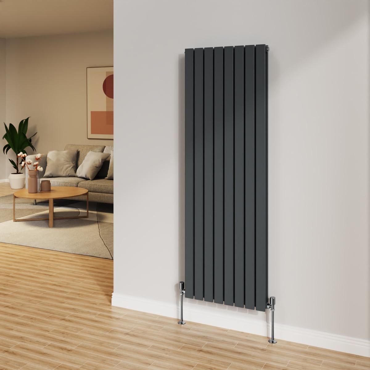 NRG 1600x544mm Anthracite Radiator Vertical Flat Panel Bathroom Designer Double Rad Central Heating
