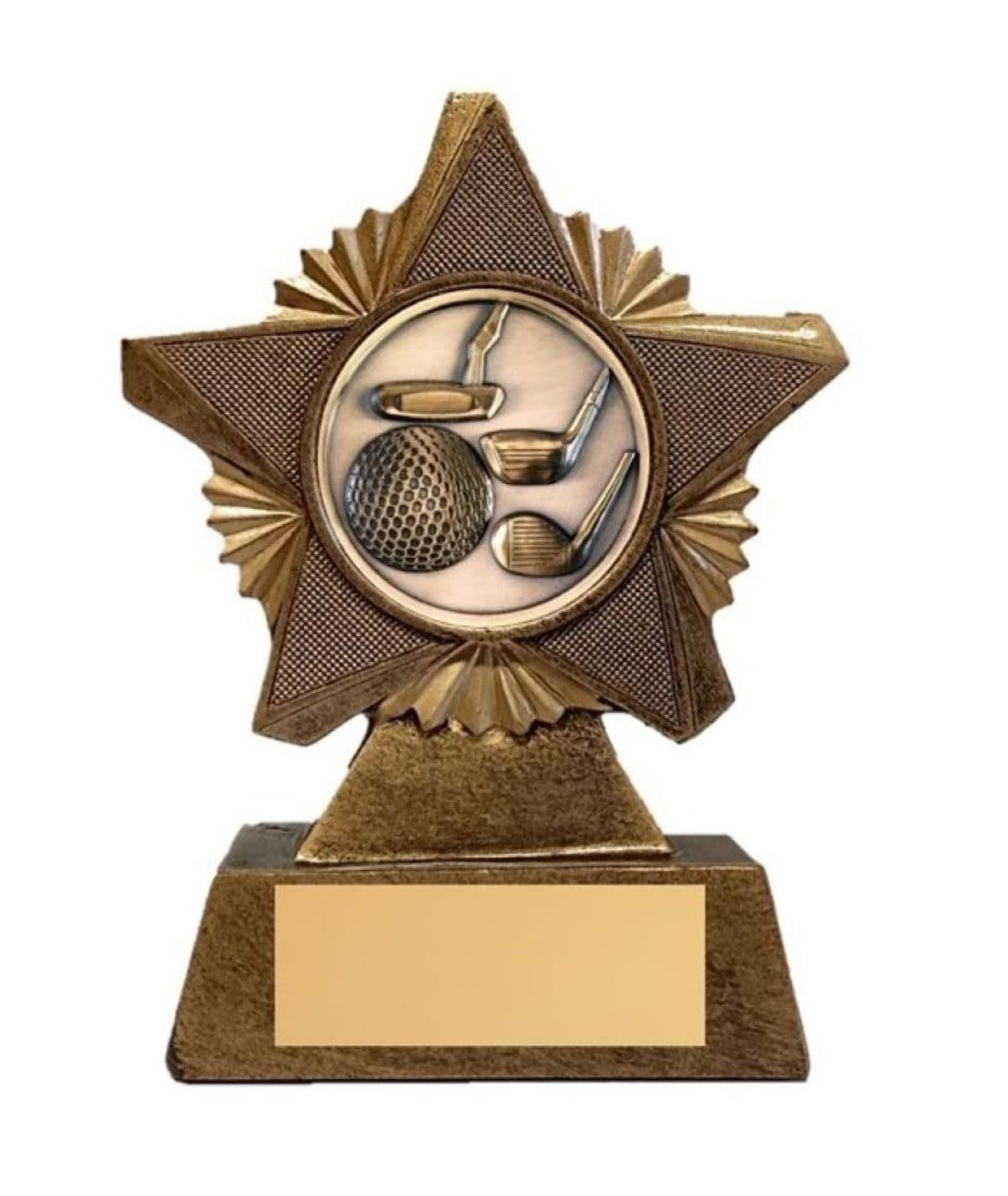 Golf Trophy Award Premier Star Antique Gold 150mm Heavy Resin Free Engraving -troshow2-AC