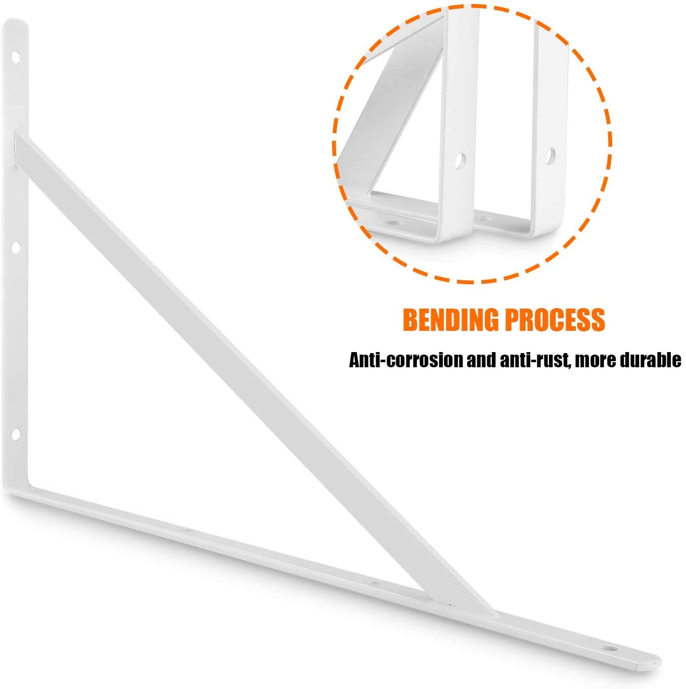 STARVAST Equerre Etagere Murale, 10 Pcs Supports Triangulaires (6, Blanc, 400X250X3MM)