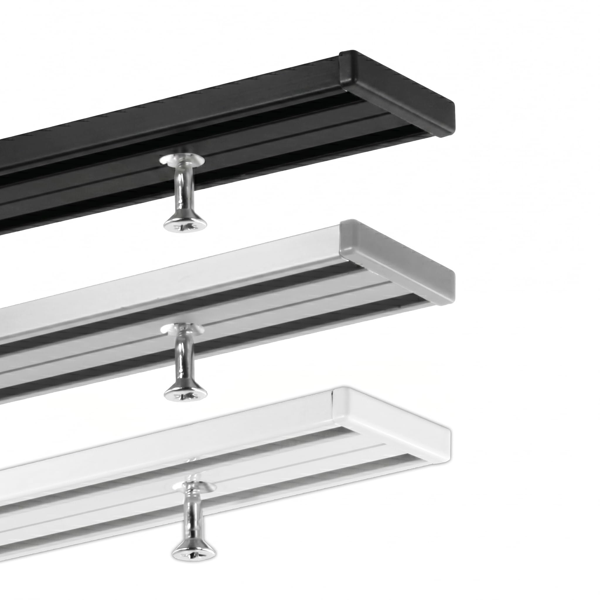 GARDINEUM Gardinenschiene, Längen von 60 cm bis 400 cm mgl., Vorhangschiene, Aluminium, alu-silber eloxierte Oberfläche, 2-läufig, vorgebohrt (alu-silber, 2-Lauf - 4,60 m (2 x 2,30 m + Verbinder))